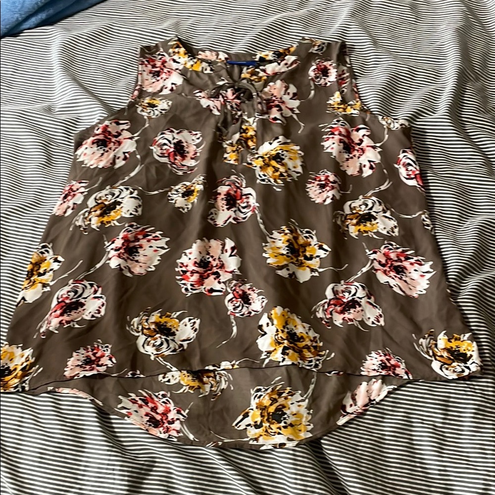Apt. 9 Floral Sleeveless Blouse Brown Black